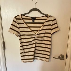 Forever 21 Striped Tee with Cinched detail Size L